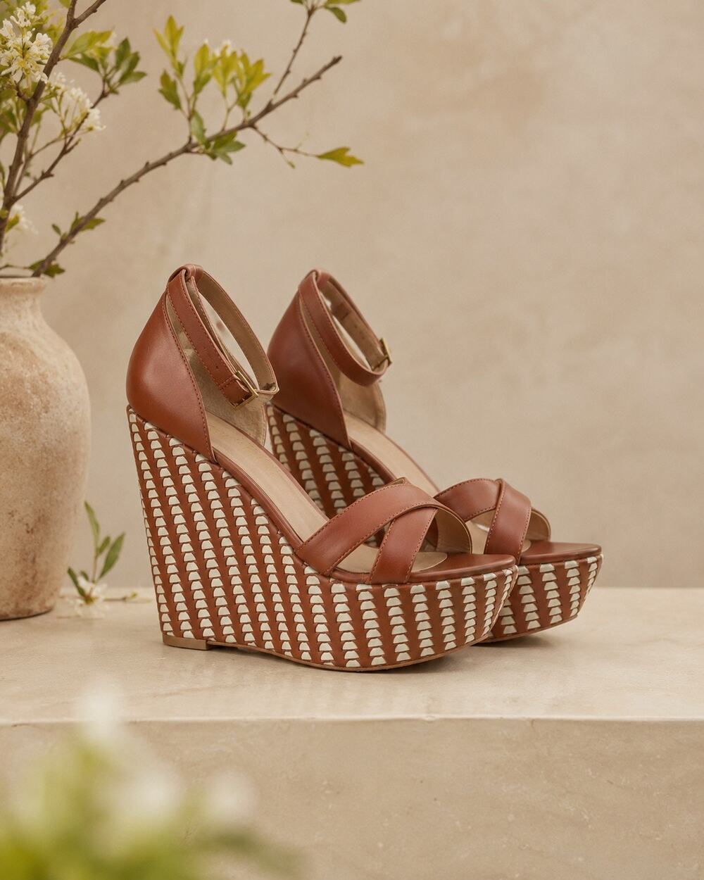 Pour La Victoire Italian Made Leather Soled Platform Wedges Size 6